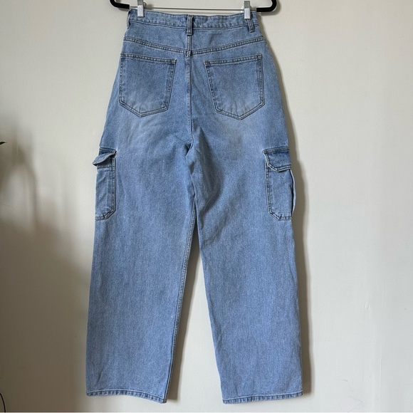 The Frakie Shop Kai Cargo Denim Pants Jeans In Worn Wash Size M - Picture 5 of 11
